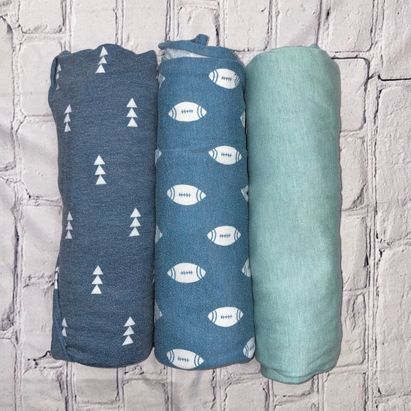 Other - Copper Pearl Bundle of Knit Swaddle Blankets, Football, Geometric